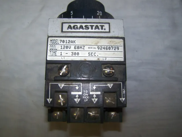 Agastat Timer Relay Model 7012Ak 120 Volt Coil Time 1-300 Sec