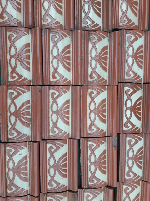 Lot of 32 original reclaimed antique tiles Art Nouveau Villeroy Boch Germany