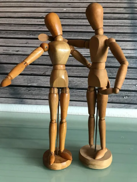 2 muñecas de extremidades figura para pintar muñeca de madera muñeca de dibujo muñeca articulada (mujer y hombre)