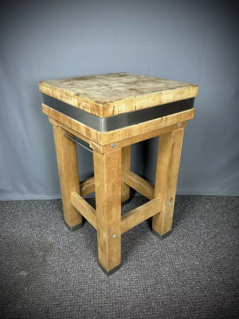 Vintage Butchers Block On Stand Square