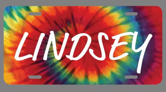 Lindsey Name Tie Dye Style License Plate Tag Vanity Novelty Metal | UV Printed