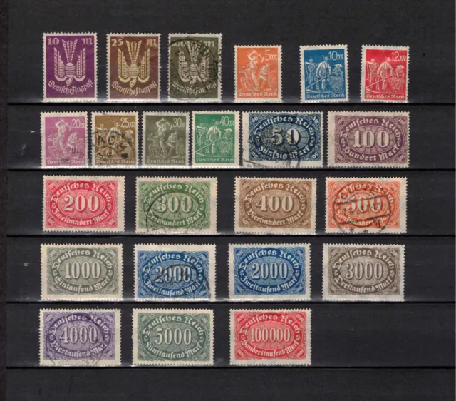 Deutsches Reich 1922/23 kl. gemischtes Lot aus Mi. 235 - 257 meist ungestempelt