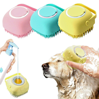 Soft Silicone Dog Brush Pet Shampoo Massager Bath Brush Bathroom Puppycat...