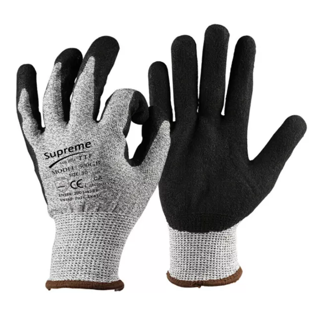 Heavy Duty Level 5 ANTI CUT Resistant Hand Protection SAFETY GLOVES Grip Builers