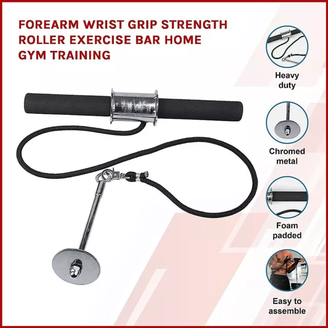 Forearm Wrist Grip Strength Roller Exercise Bar Home Gym Sport Training 3
