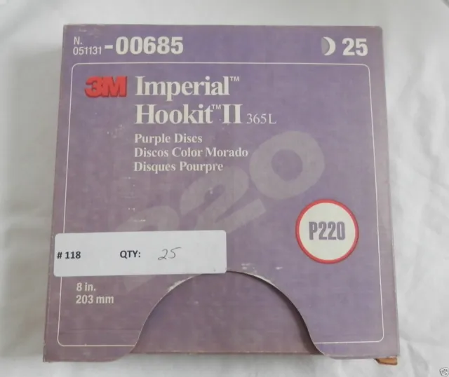 3M Imperial Hookit II 365L, 8" size, P220, 25 discs 00685 (*365L*) hs