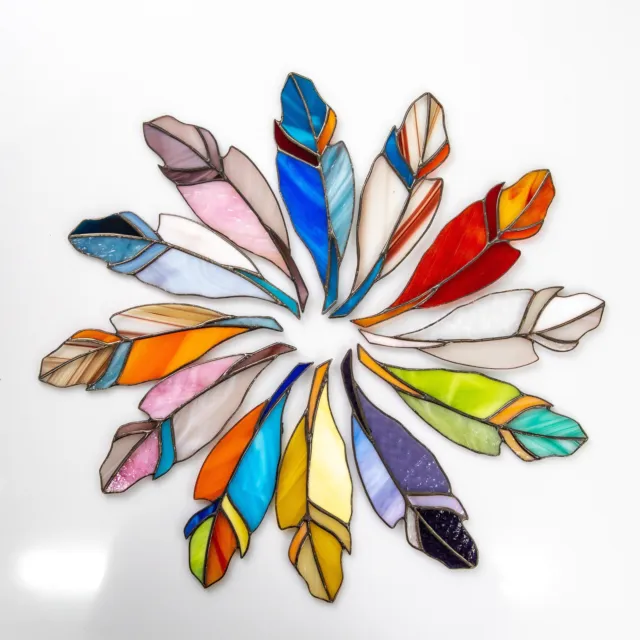 Stained Glass Feather Suncatcher Gift Native American Decor Window Hanging