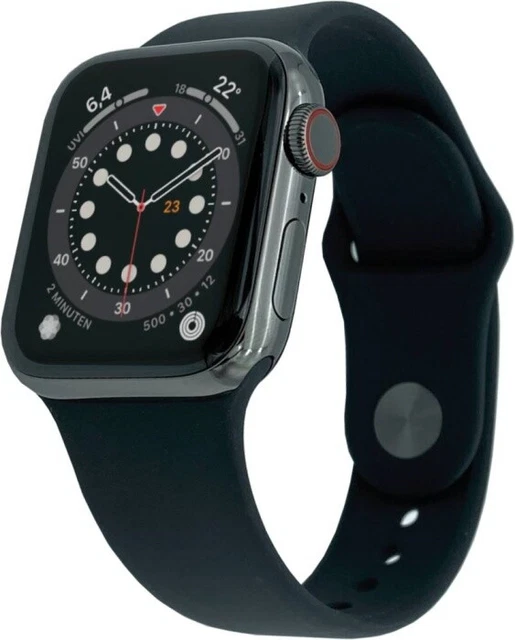 Apple Watch Series 6 Cell, 40mm Edelstahl Graphit Sportarmband Schwarz