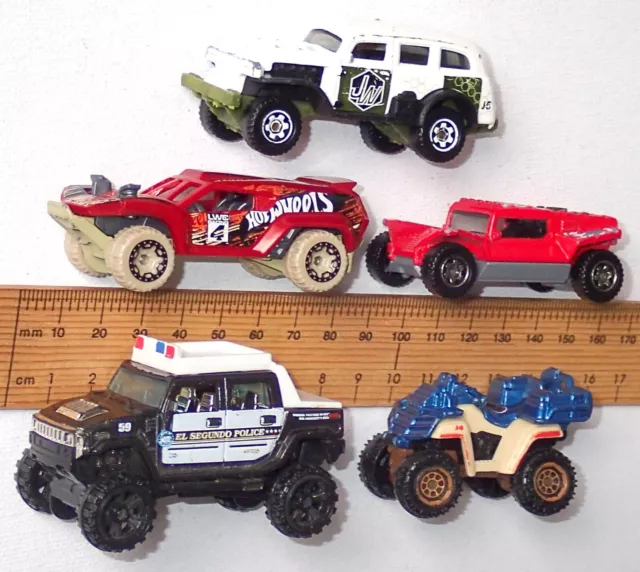 5 Die Cast Off-Road Vehicles Matchbox & Hot Wheels Mixed Lot Hummer + Coyote +