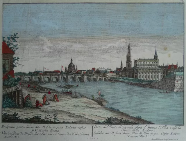 Dresden Stadtansicht Kupferstich Probst Canaletto 1780