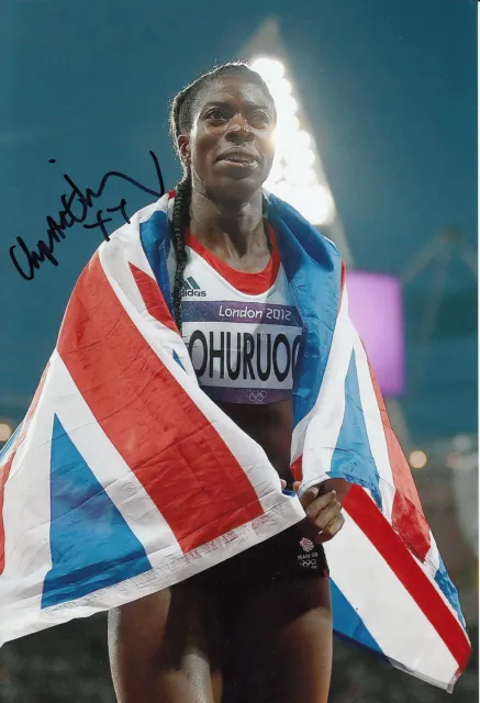 Christine Ohuruogu Hand Signed 12x8 Photo London Olympics 2012.
