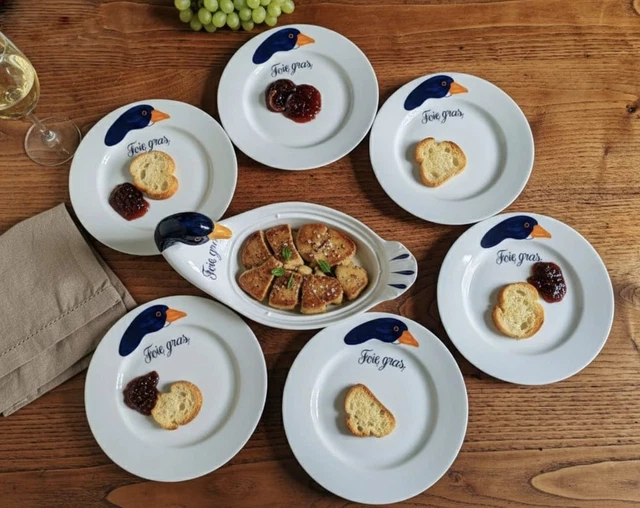 Plat de service à foie gras de canard vintage en céramique