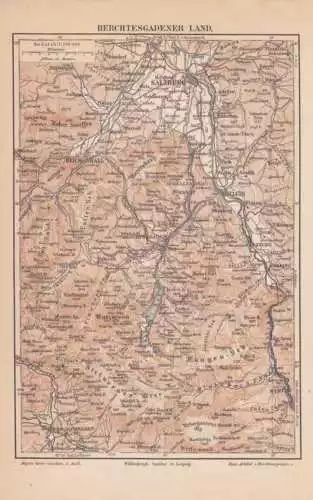 Berchtesgaden Land / Etat Reichenhall Watzmann Carte Géographique De 1888