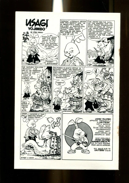 ZELL SWORDDANCER 1 (9.8) USAGI YOJMBO THOUGHTS & IMAGES (b009) 2