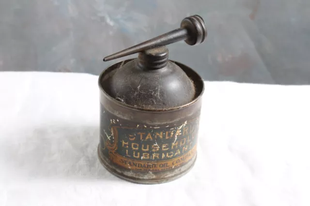 Standard Oil Household Lubricant Oiler Tin Can Paper Label Vintage