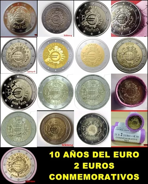 2 Euro Conmemorativos Diez Años Del Euro 2012 - Tye - Todos Los Paises