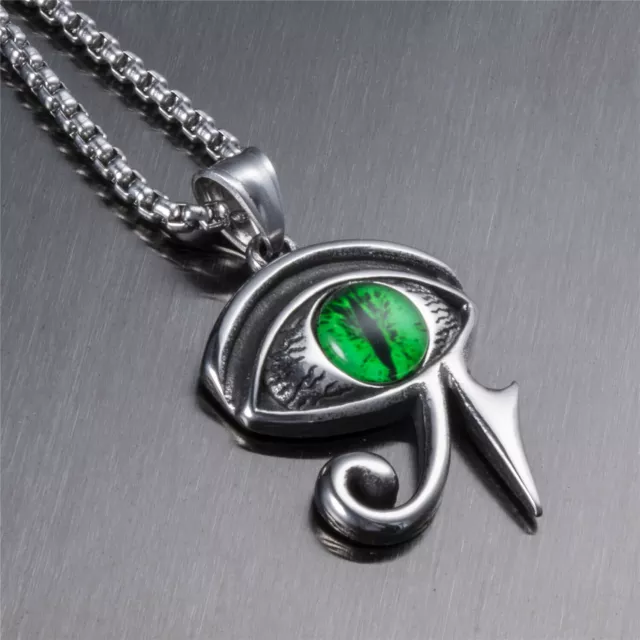 The Eye of Horus Ra Ancient Egyptian Silver Stainless Steel Pendant Necklace