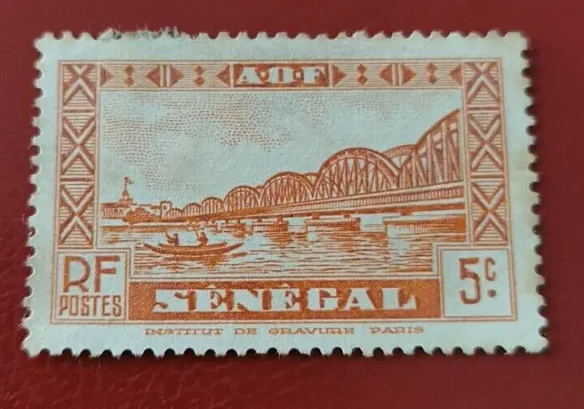Senegal: 1935 -1940 Buildings - Faidherbe Bridge 5 C. Collectible Stamp.