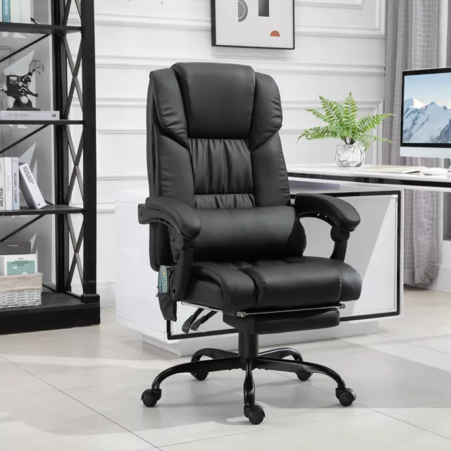 Vinsetto PU Leather Massage Office Chair Height Adjustable Computer Chair Black 2