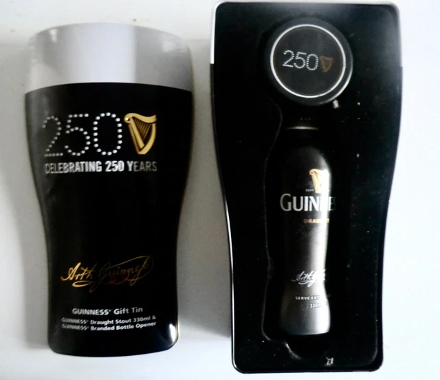 Giant Novelty Guinness 250Th Anniversary Gift Tin With Empty Bottle And Opener