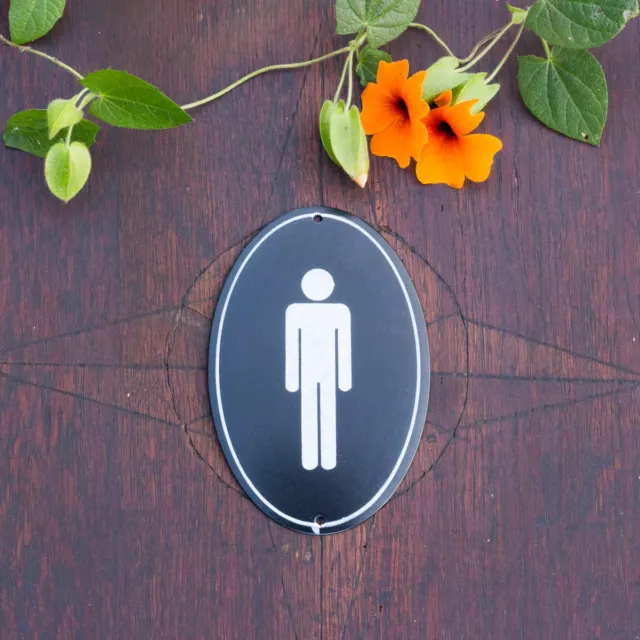 Toilettenschild Emaille, WC-Schild "Mann" in oval, Türschild für Herrentoilette