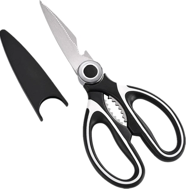 Tijeras de cocina de acero inoxidable con cubierta hoja afilada tijeras mano izquierda derecha