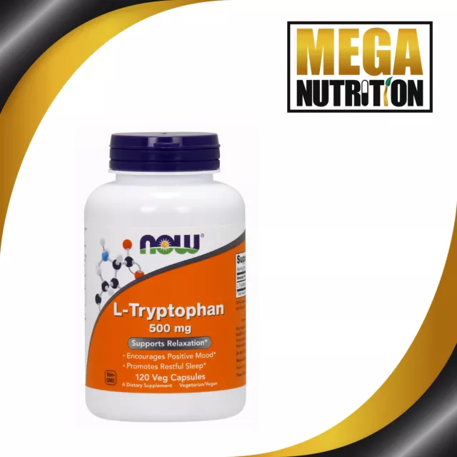 NOW Foods L-Tryptophan 500mg 120 Veggie Capsules | Vegan Serotonin Sleep Aid