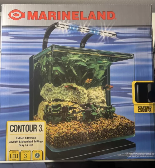 Marineland contour glass aquarium kit with rail clearance light