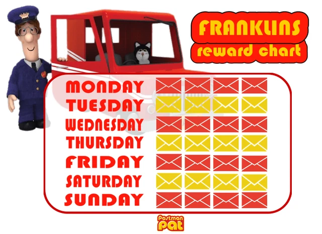 Postman Pat Sticker Chart PERSONALISED POSTMAN PAT Reward Chart Poster and Sticker Stars $8.50 ...