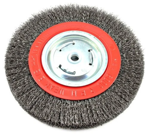 72762 Wire Bench Wheel Brush, Wide Face Coarse Crimped with 1/2-Inch 5/8-Inch