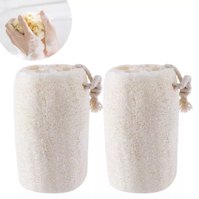 2 Natural Loofah Bath Sponges Scrubber Luffa Body Shower Cleaning Brush