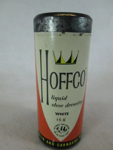 Vintage Hoffco white liquid shoe dressing glass bottle and box