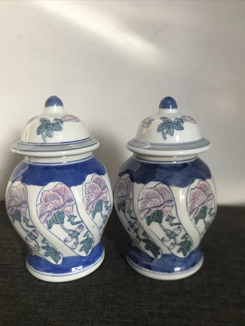 Paar chinesische blau & weiß Tempel/Ingwerglas GC 8,2""/21 vm groß