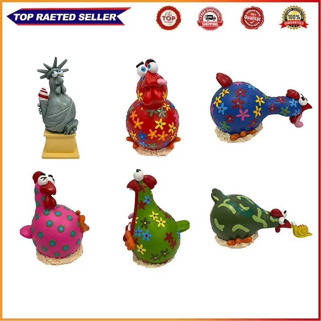 Chicken Statue Desk Ornament Courtyard Fairy Garden Decoration Funny Cute