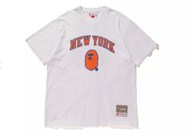 BAPE X MITCHELL and Ness New York Knicks T-Shirt NWT A Bathing Ape