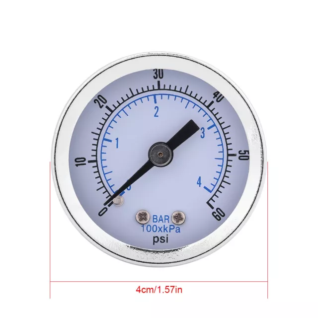 Manometro Misuratore di Pressione Acqua 1/8'BSPT 0-4bar Psi Attacco Posteriore.
