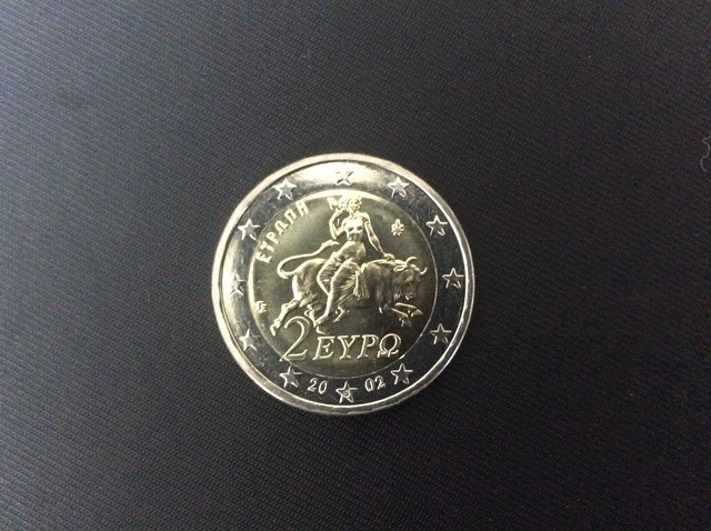 2 EURO GRÈCE 2002, Pièce de 2 euro avec un S dans l'étoile du bas EUR