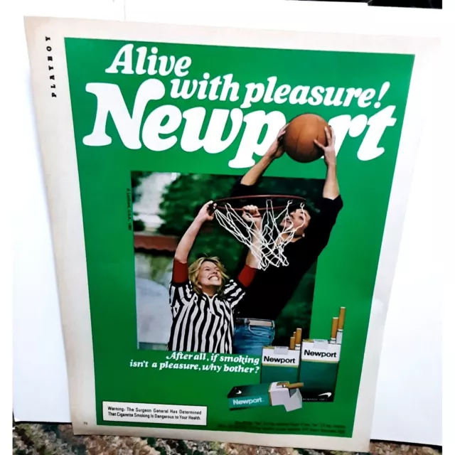 1982 Newport Cigarettes Women Basketball Hoop Vintage Print Ad Original 80s