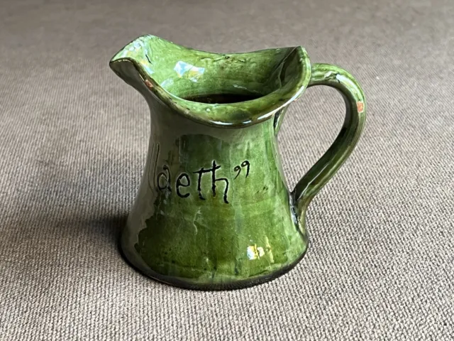 Antique Welsh Ewenny Pottery Arts & Crafts style jug signed Ewenny Pottery 1904