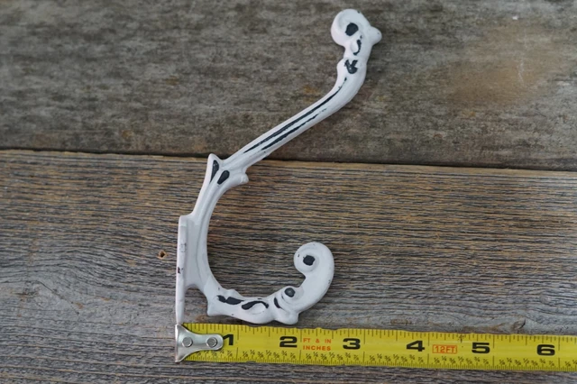 12 Cast Iron White Victorian Style Coat Hooks Hat Hook Rack Hall Tree W/ Screws 7