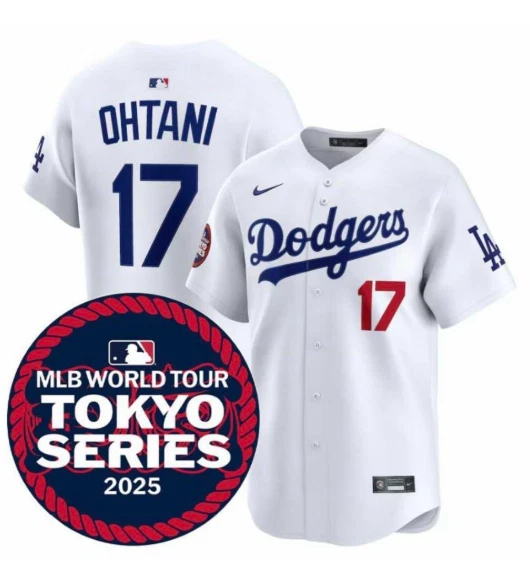 Mlb tokyo series patch 2025 shohei otani dodgers jersey l new w