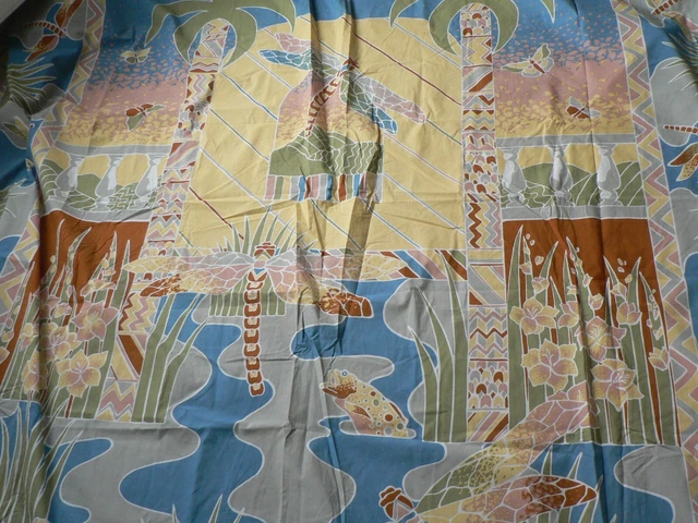 Vintage 1980's Pastels Fabric Remnant Wall Mural Angela Hunt Retro