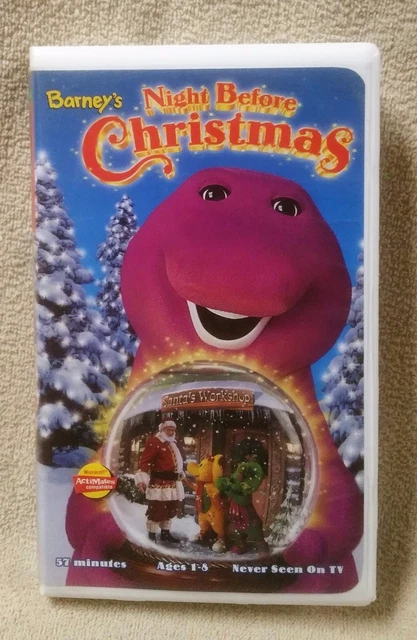 BARNEY PURPLE DINOSAUR VHS Videos Barney's NIGHT BEFORE CHRISTMAS Actimates VGC EUR 8,15 