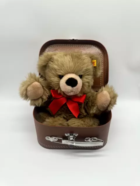 STEIFF Teddybär Braun Knopf Im Ohr ca. 30cm Mit Koffer Kuschel Plüsch Stofftier