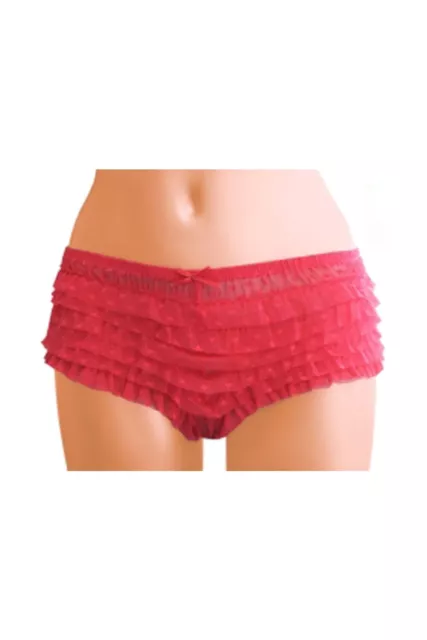 LADIES GIRLS PINK Deluxe Frilly French Ruffle Knickers Hot Pant