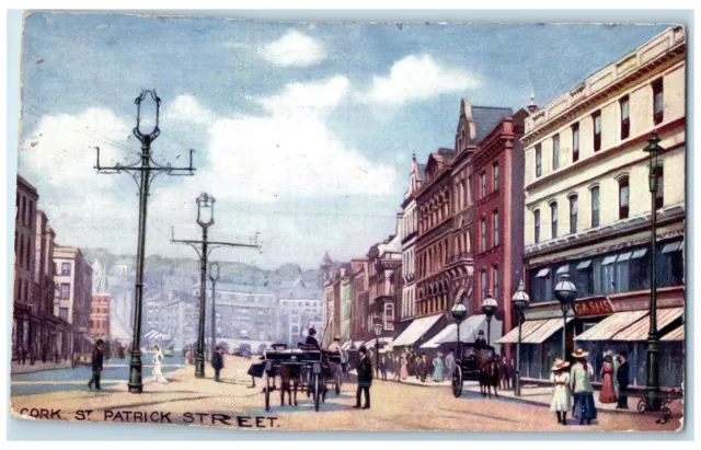 c1910 St. Patrick Street Cork Ireland Antique Oilette Tuck Art Postcard