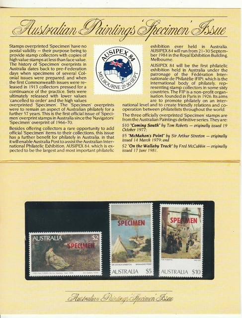 Mint Australian Paintings Specimen $10, $5,$2 Stamp Pack