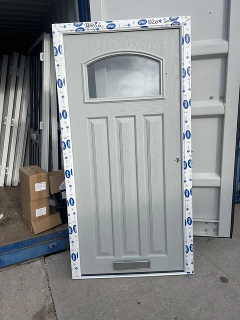 Brand New Stunning Silver Grey Composite Door In A White Frame- 1020 X 2080 mm