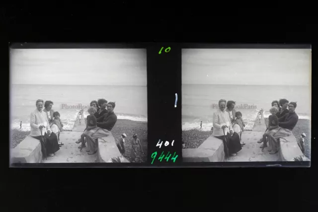 Berneval Normandie France Photo Stereo 9n12 Plaque verre Vintage NEGATIF 1936