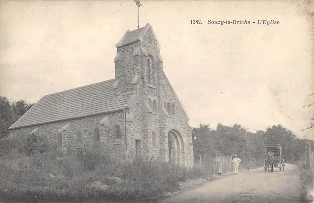 CPA 91 SOUZY LA BRICHE / L'EGLISE / cliché rare